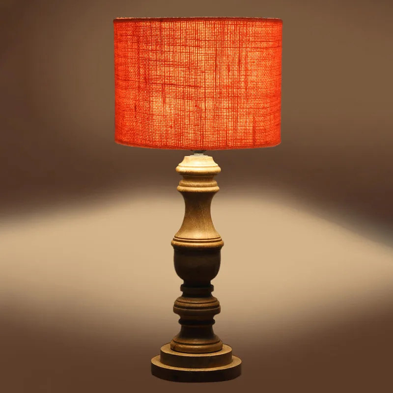 Sienna I Carve Wooden Table Lamp - Orange,Brown media 5