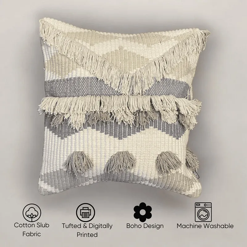 Button Bubble Tufted Cushion Cover (Grey) - Set Of Two media 7