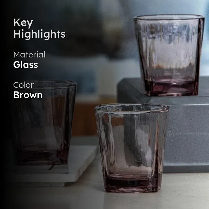 Sleek Cut Brown Glass Tumbler (170 ML) - Set Of Six media 2