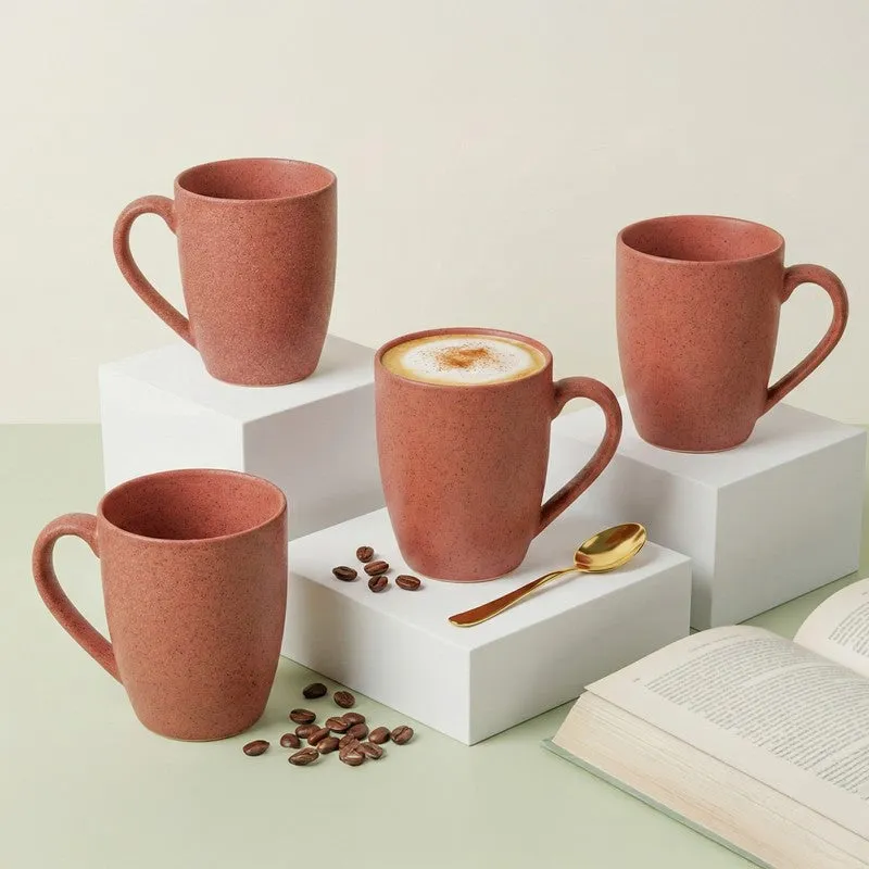 Sip & Style Ceramic Coffee Mug (Pastel Red/300 mL Each) - Set Of Four media 1