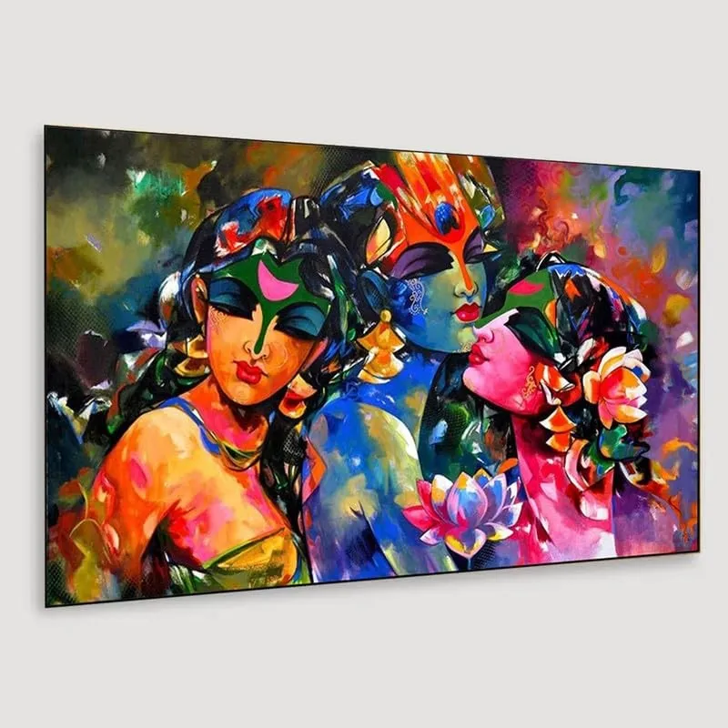 Krishnas Colorful Bliss Canvas Wall Painting With Frame media 5