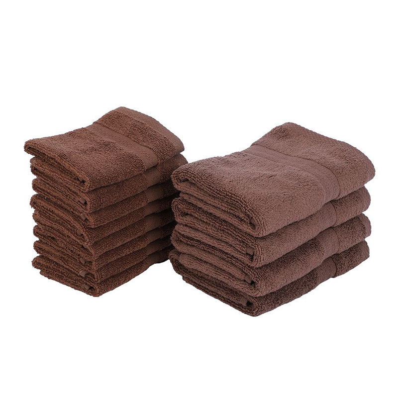 Miorah Hand & Face Towel Combo (Brown) - Set Of Twelve media 4