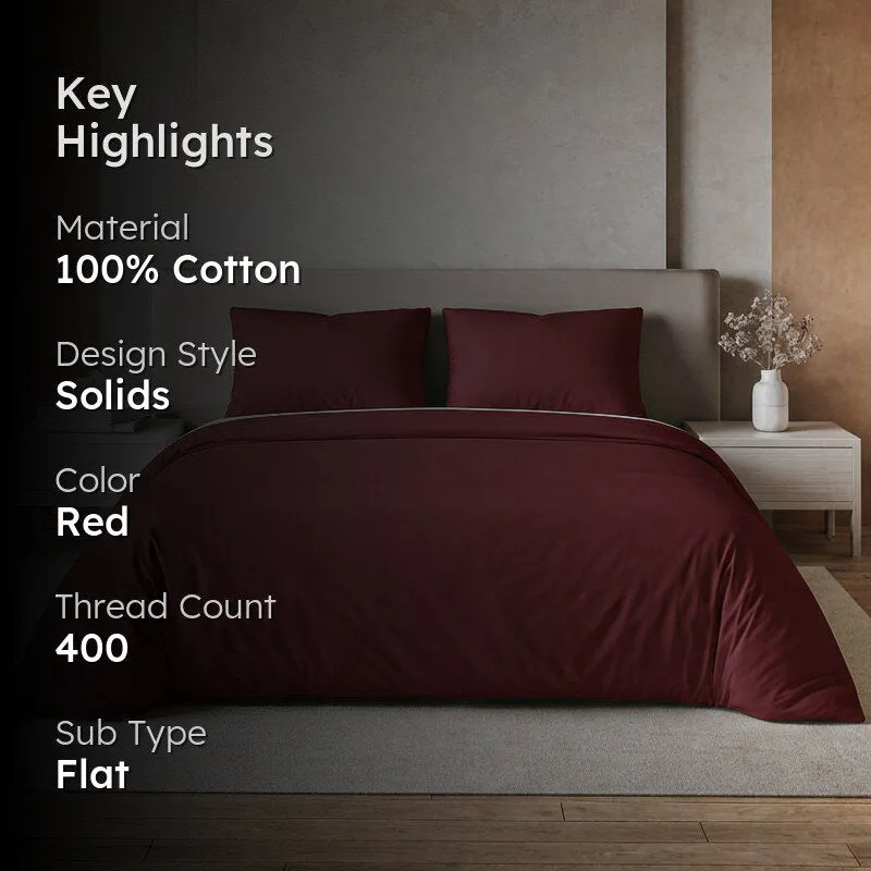 Moonweave Solid Cotton Bedsheet (Deep Red) - 400 TC media 2