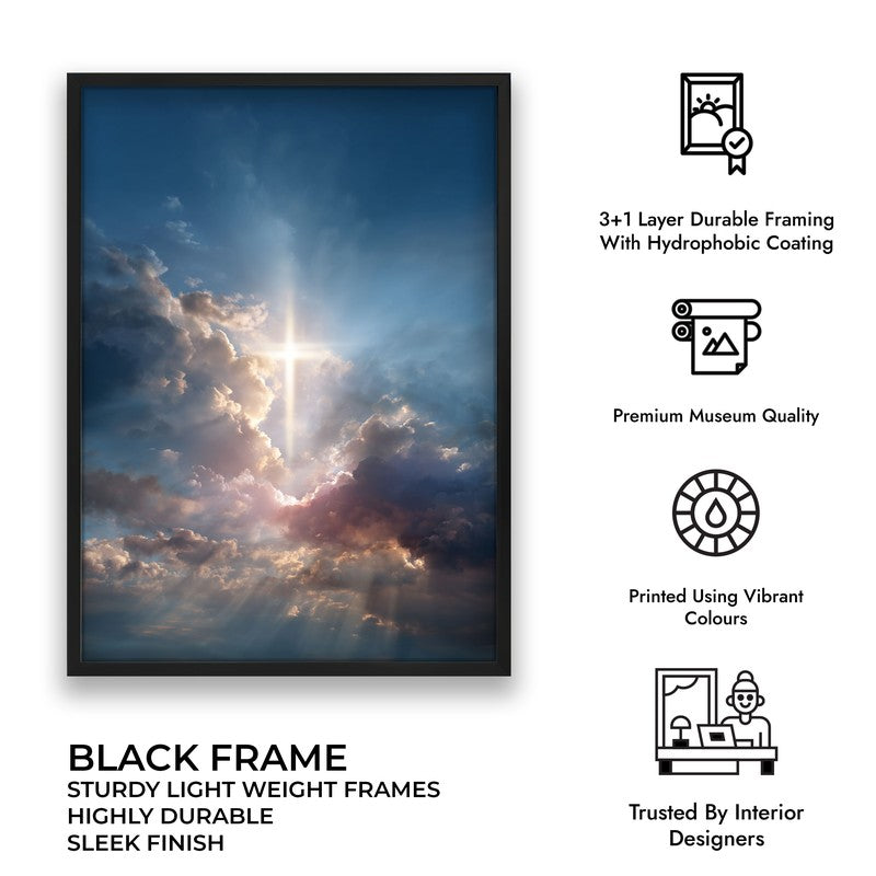 Peaceful Sky Archival Paper Wall Painting With Black Frame media 7