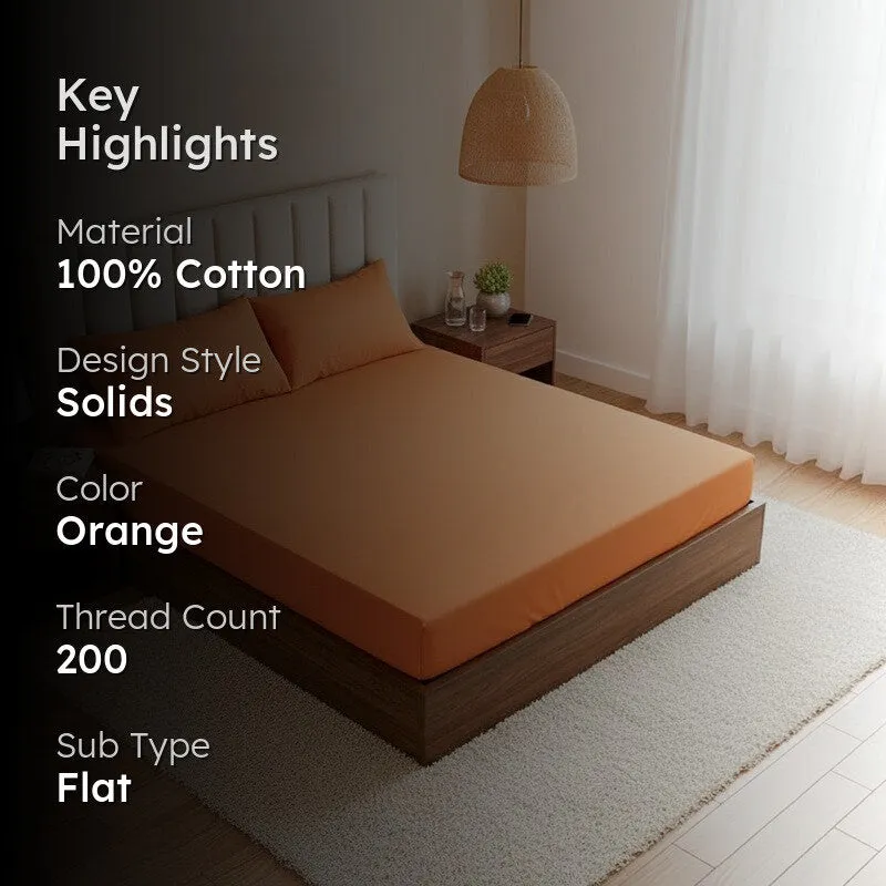Baria Solid Cotton Bedsheet (Ochre) - 200 TC media 2