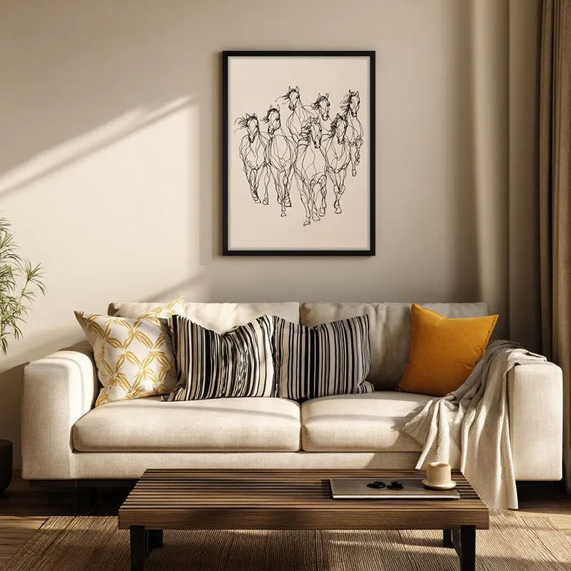 Graceful Horse Lines Wall Painting With Black Frame media 5