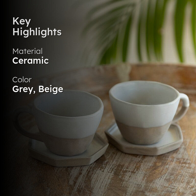 Ramal Handglazed Ceramic Tea Cup With Saucer (200 ML) - Four Piece Set media 2