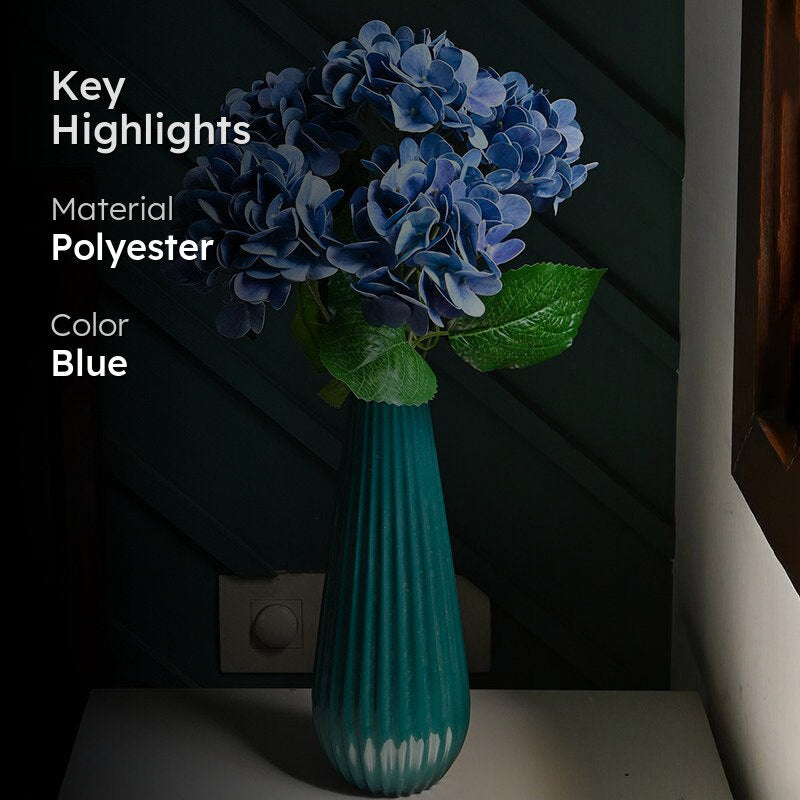 Faux Everlasting Hydrangea Flower Stick - Blue media 2