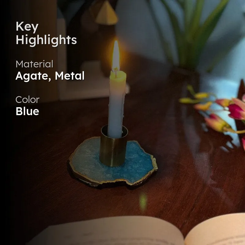 Niema Handcrafted Agate Candle Holder - Brown media 2
