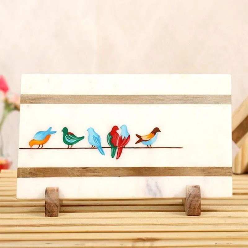 Chirpy Flock Hand Painted Marble Showpiece media 1