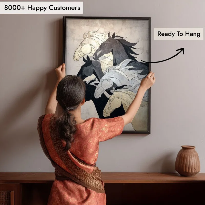 Regal Horse Wall Painting With Black Frame media 8