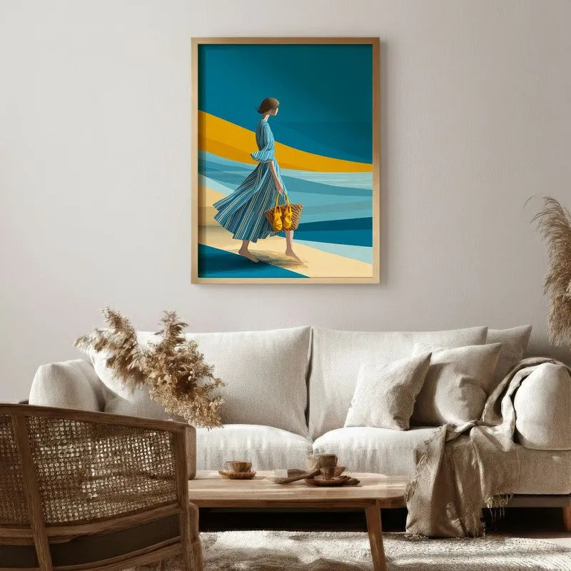 Ocean Air Canvas Wall Painting - Brown Frame media 1