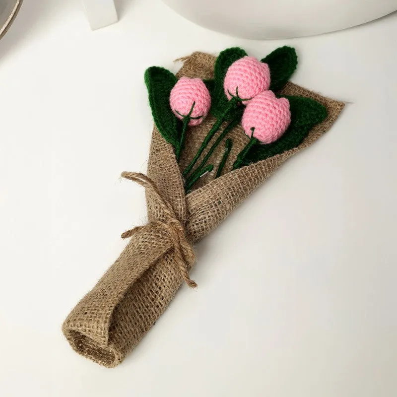 Crochet Handmade Rose Bouquet (Pink) - Set Of Three media 4