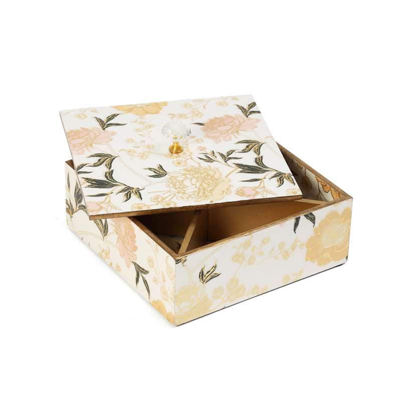 Amber Fleur Dry Fruit Container - White, Peach media 6