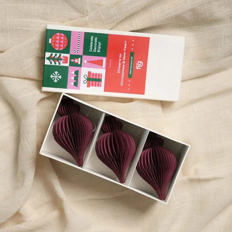 Fig Living Christmas Ornaments (Festive Red) (Pack Of Three) - Set Of Three media 7