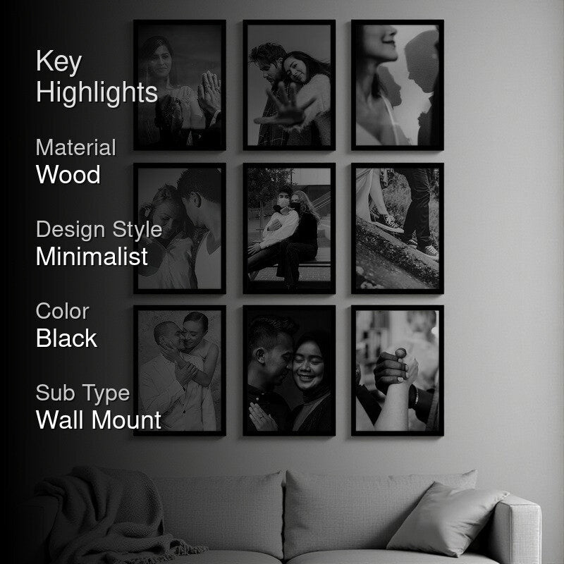 Ivanka Wooden Photo Frame (Black) - Set Of Nine media 2