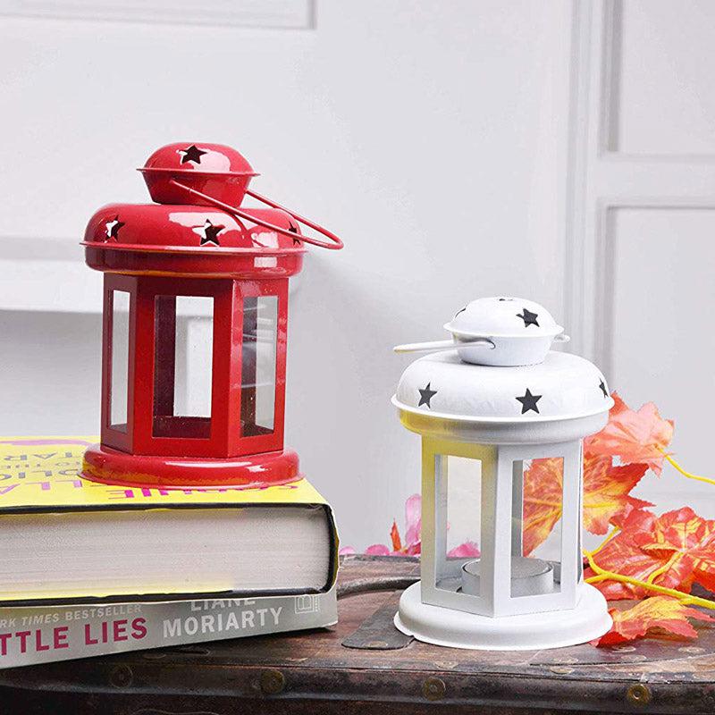 Vaira Lantern Tealight Candle Holder (Red & White) - Set Of Two media 3