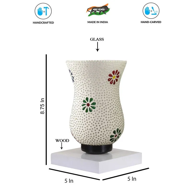 Luxyn Mosaic Glass Table Lamp With Wooden Base - Multicolor media 9