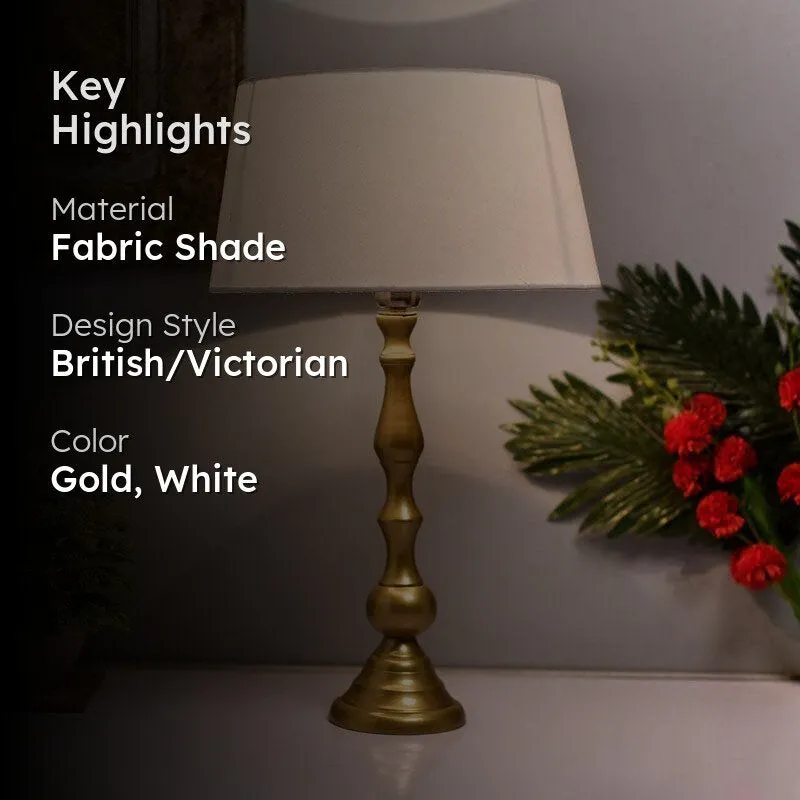 Graceful Gleam Gold Fabric Table Lamp - White media 2