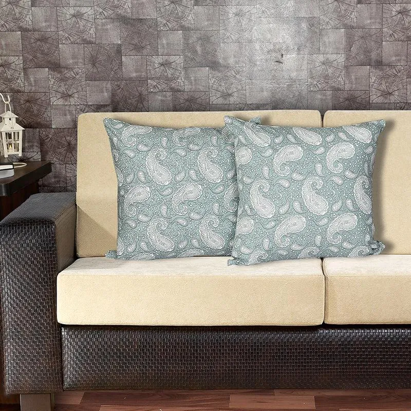 Ruksaana Printed Cushion Cover (Teal) - Set Of Two media 1