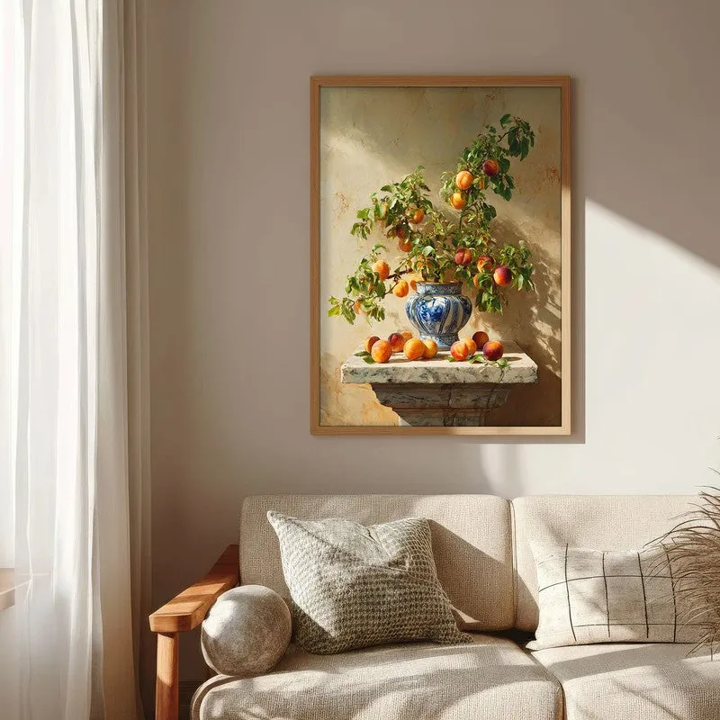 Pedestal Peach Canvas Wall Painting - Brown Frame media 6