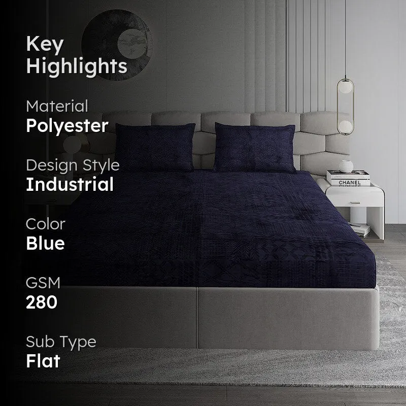 Monte Carlo Color Drift Bedsheet (Navy Blue) - 280 GSM media 2