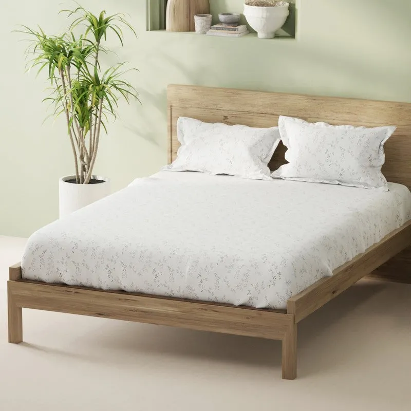 Elvoro Fitted Cotton Bedsheet (White) - 144 TC media 1