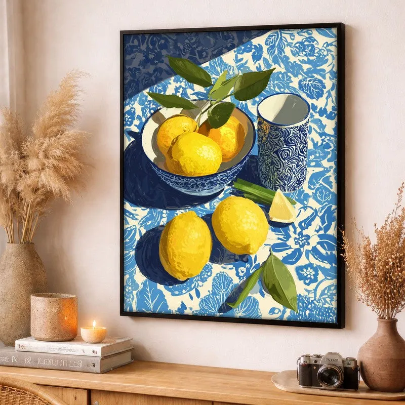 Zestara Lemon Canvas Wall Painting With Black Frame media 3