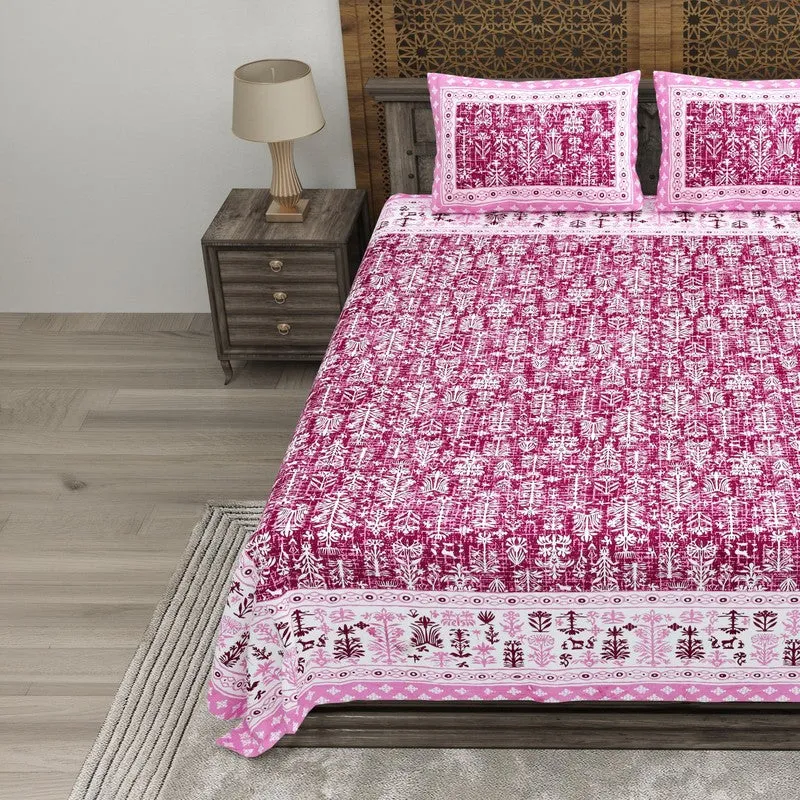 Arton Cotton Bedsheet (Pink) - 240 TC media 3