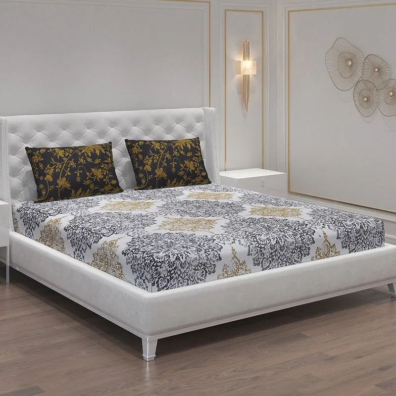 Monte Carlo Dio Mandala Cotton Bedsheet (Black,Yellow) - 104 TC media 1