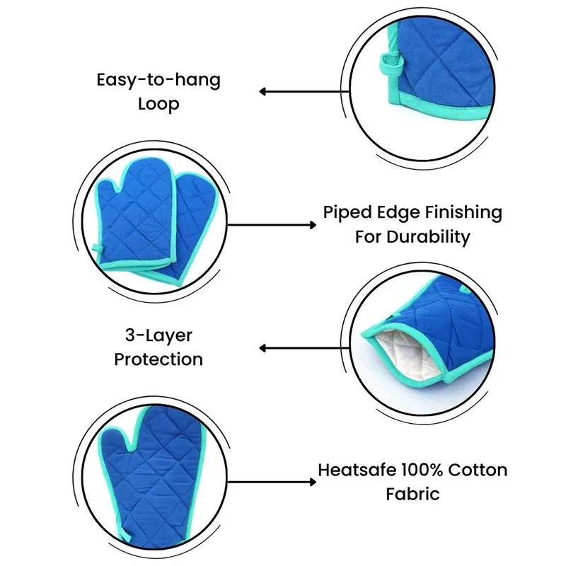 Swayam Teplo Kitchen Gloves (Blue & Neon Green) - Set Of Two media 7
