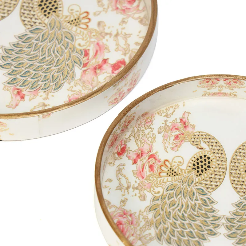 Golden Morni Enamel Coated Serving Tray (Round) - Set Of Two media 5