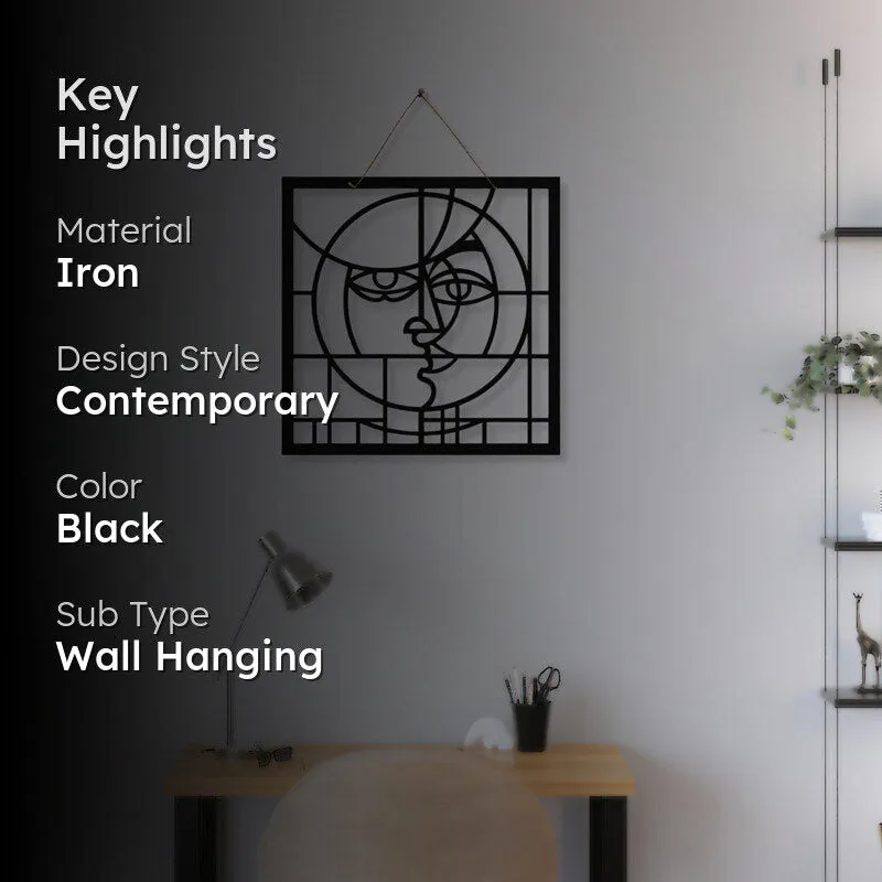 Abstract Face Lines Iron Wall Accent media 2