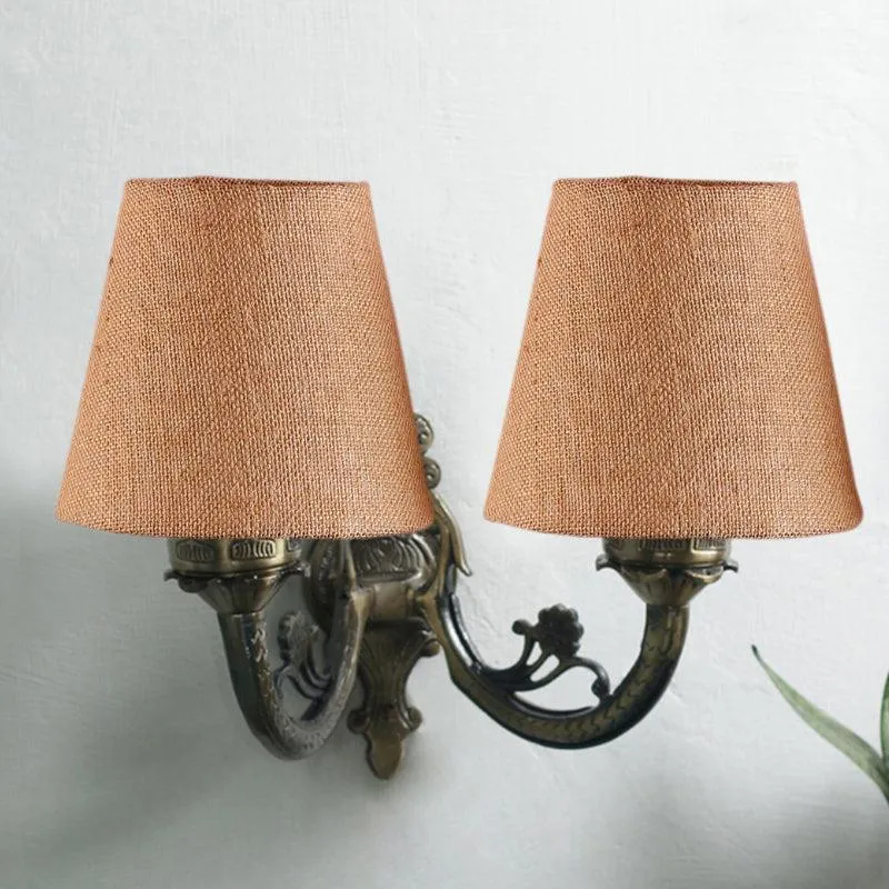 Vintage Conical Duo Fabric & Metal Wall Lamp - Beige media 4