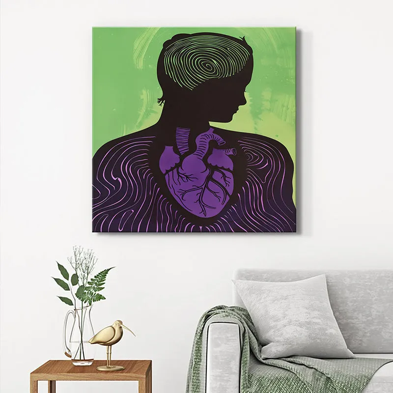 Heart and Female Purple Silhouette Wall Painting media 1