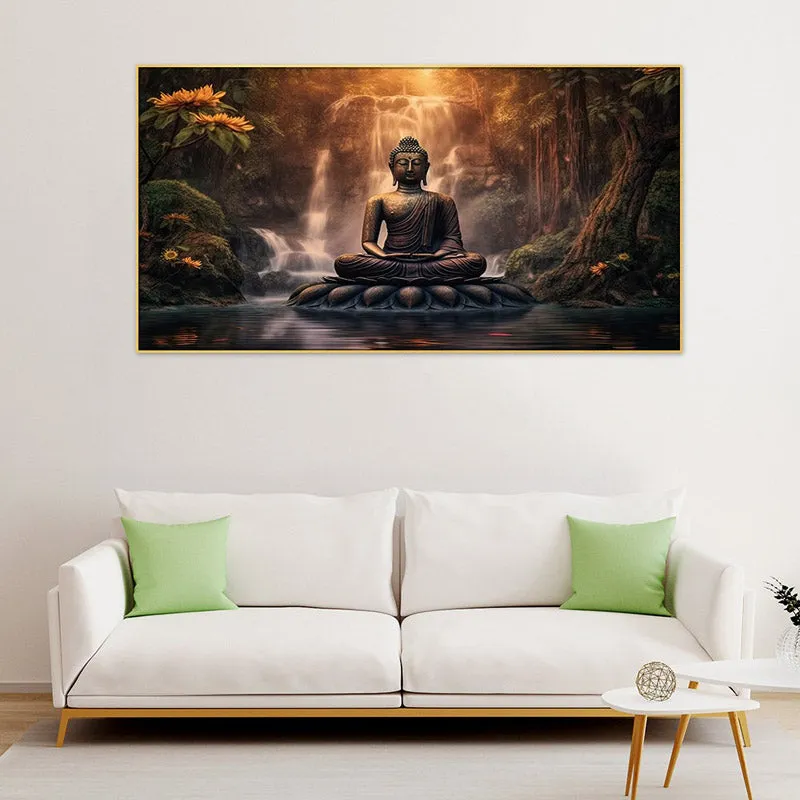 Sacred Buddha Canvas Wall Painting With Frame media 3