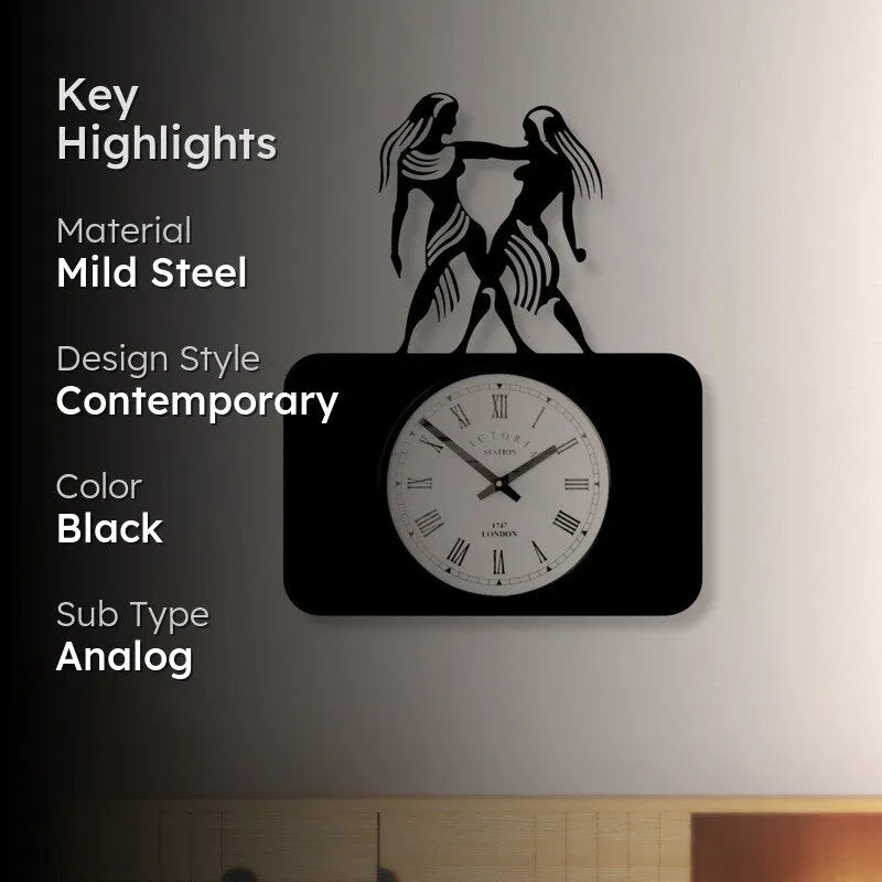 Gemini Steel Analog Wall Clock - Black media 2