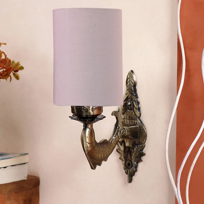 Ziada Stiva Cylindrical Fabric & Metal Wall Lamp - Grey media 3