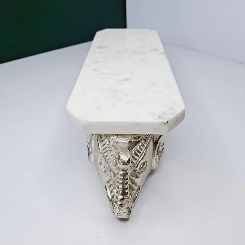 Hastina Marble and Metal Pooja Chowki with Elephant Design image 5