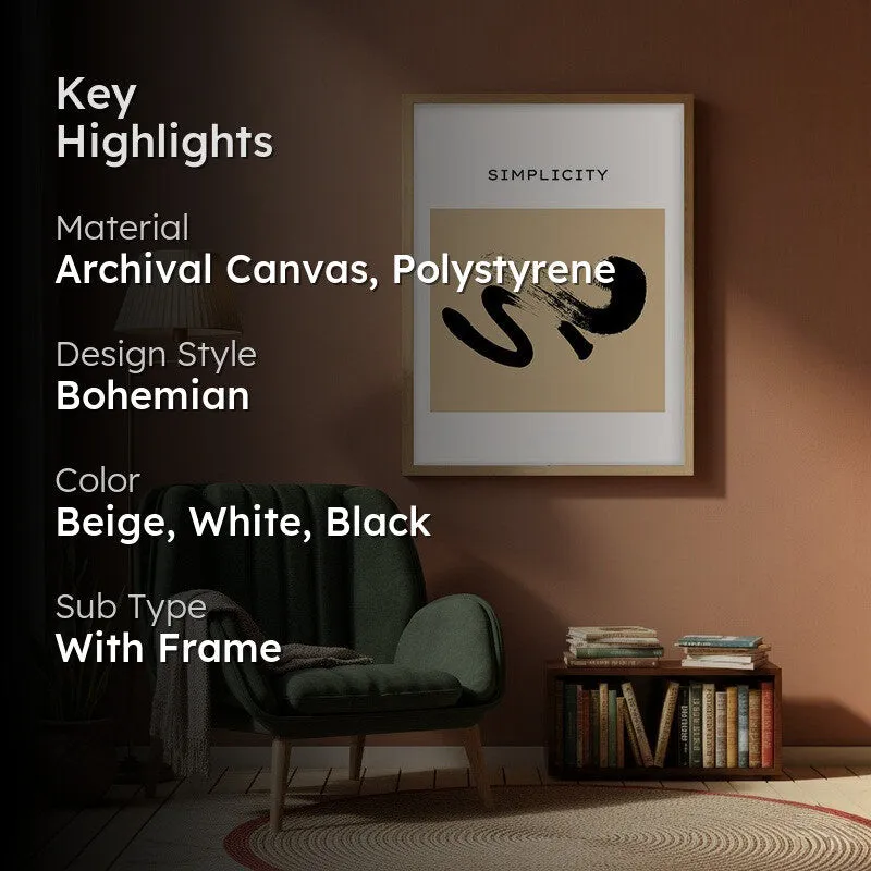 Abstract Calm Canvas Wall Painting With Brown Frame media 2