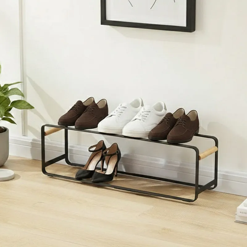 Chic Sole Carbon Steel & Wood Shoe Rack - Black media 1