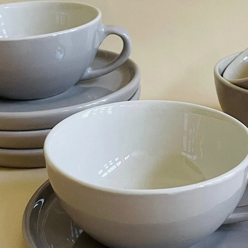 Blush & Brew Ceramic Cup & Saucer (Grey/320 mL) - Eight Piece Set media 5