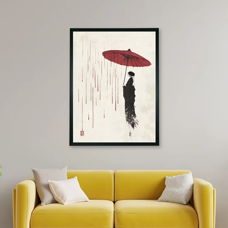 Geisha With Umbrella Wall Art With Resin Frame media 5