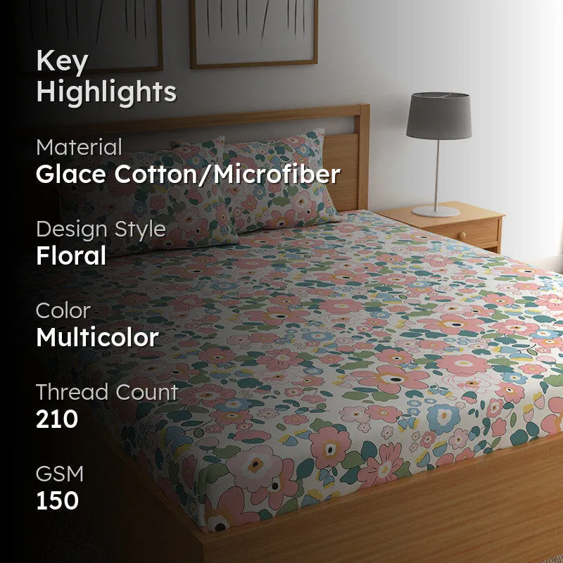 Flower Child Floral Microfiber Microfiber Bedsheet - 150 GSM media 2