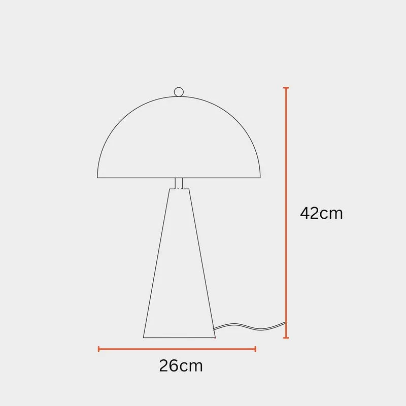 Line drawing of the table lamp showing overall proportions