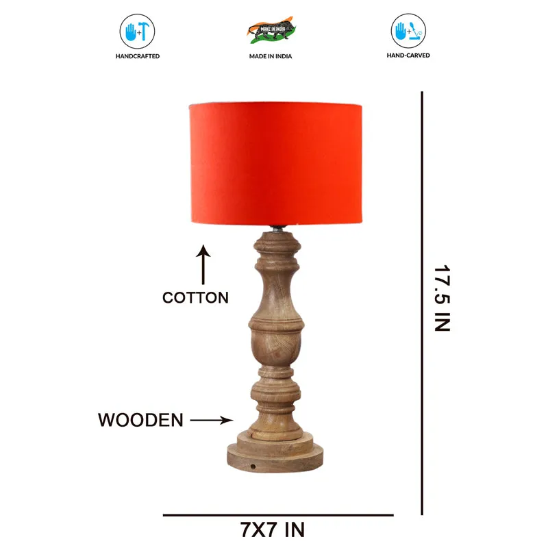 Cotin I Carve Wooden Table Lamp - Orange,Brown media 7