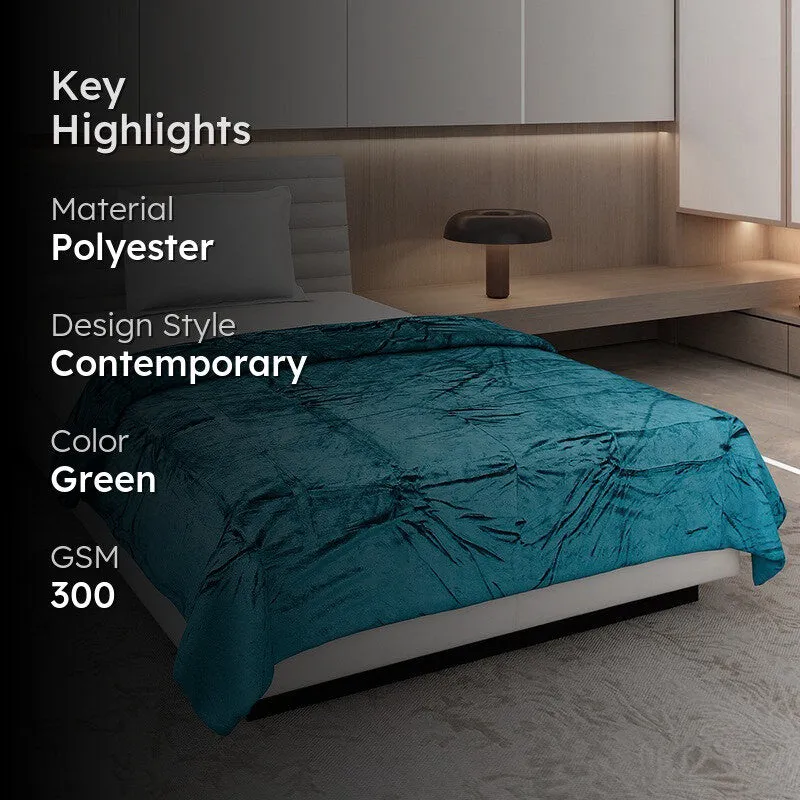 Monte Carlo Luxora Solid Polyester Blanket (Sea Green) - 300 GSM media 2
