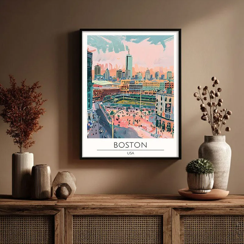 Vintage Boston Framed Canvas Wall Painting media 3