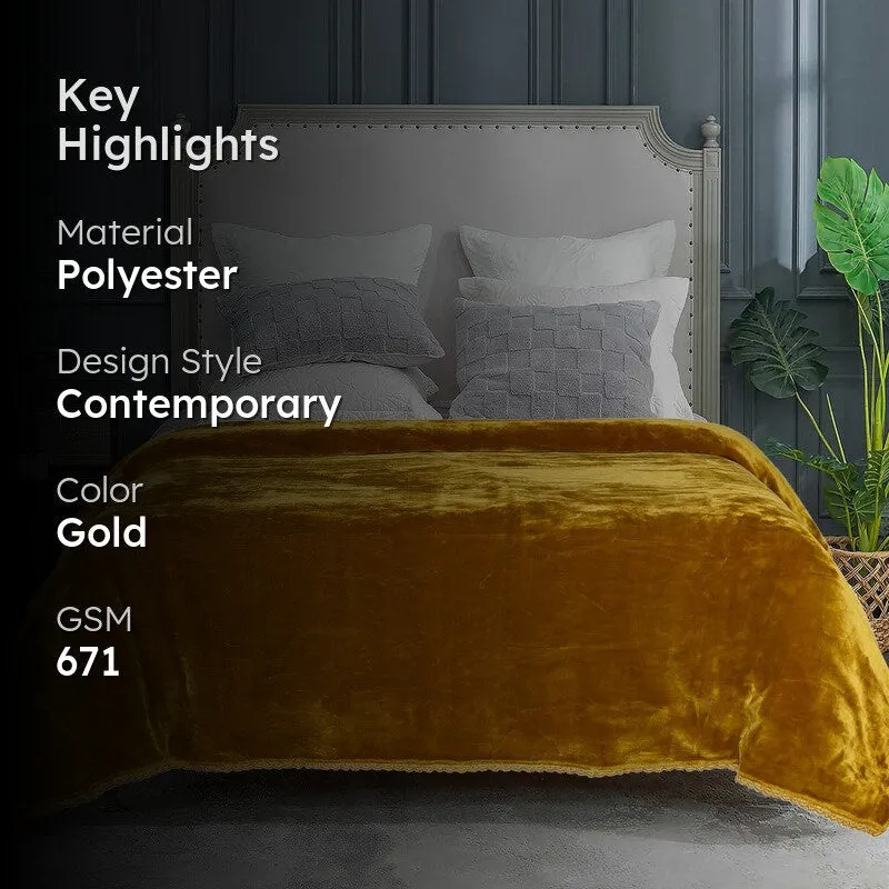 Singu Polyester Solid Blanket - Gold media 2