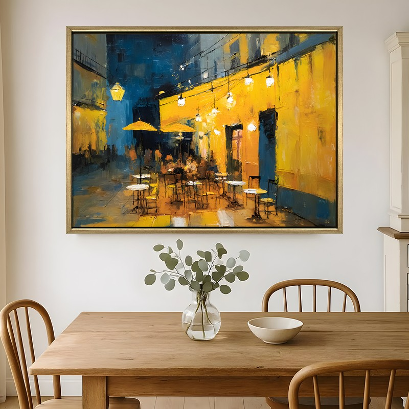 Cafe Terrace Canvas Wall Painting With Frame